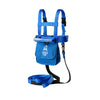 Blue ski training Harness with straps displayed on a white background